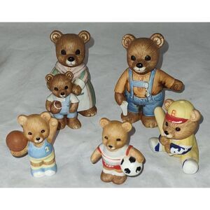 5 Vintage Homco Bears Sports Figurines Soccer Football  Baseball Basketball
